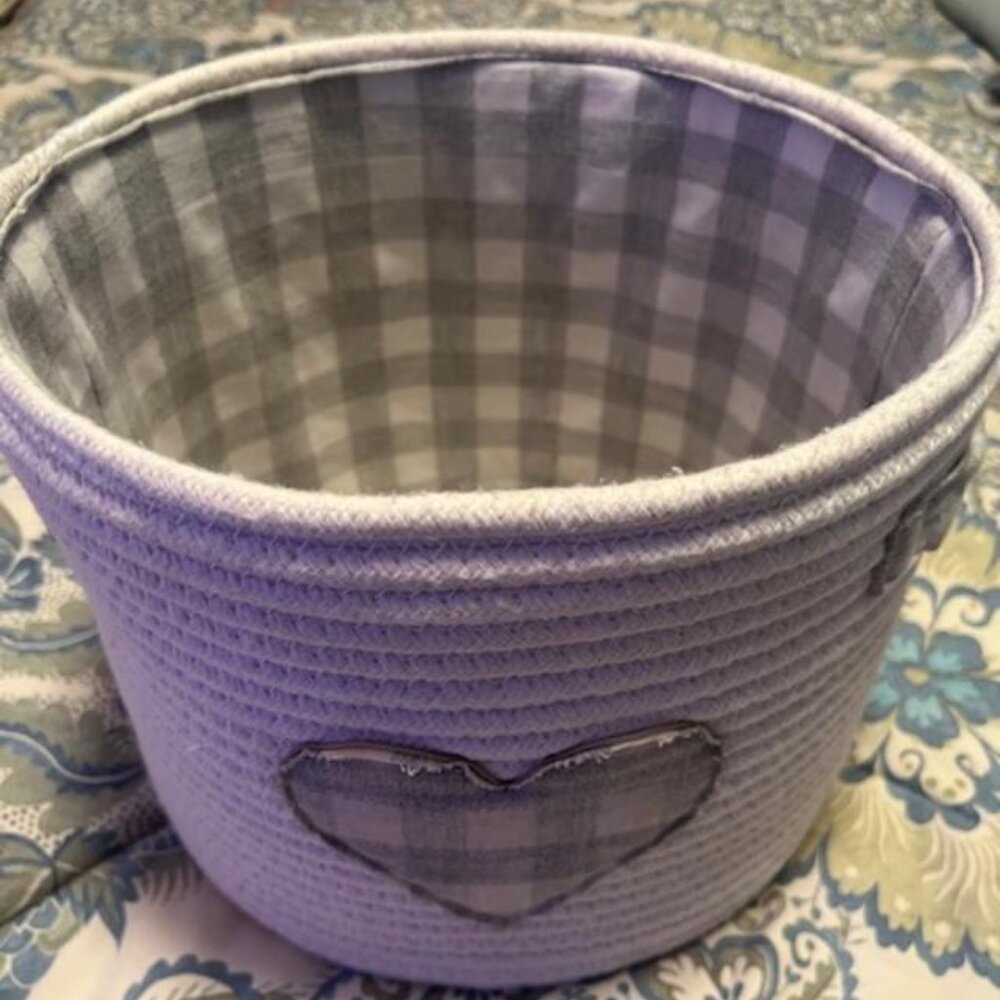 New Heart Ivory Basket w/ Heart Charm 9 1/2 in Diameter x 8 Inches in Depth